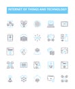 Internet of things and technology vector line icons set. IoT, Technology, Connectivity, Automation, Wearables, Sensors