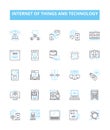 Internet of things and technology vector line icons set. IoT, Technology, Connectivity, Automation, Wearables, Sensors