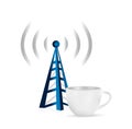 Internet tower coffee mug concept illustration Royalty Free Stock Photo