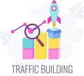 Internet traffic building infographic pictogram. Flat vector illustration