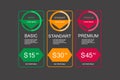 Internet traffic.Set offer tariffs. ui ux banner for web app. set pricing table, order, box, button, list with plan for web Royalty Free Stock Photo