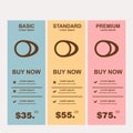 Internet traffic.Set offer tariffs. ui ux banner for web app. set pricing table, order, box, button, list with plan for web Royalty Free Stock Photo