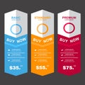 Internet traffic.Set offer tariffs. ui ux banner for web app. set pricing table, order, box, button, list with plan for web Royalty Free Stock Photo
