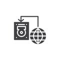 Internet transfer into hard drive disk icon vector Royalty Free Stock Photo