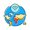 internet usage density map color icon vector illustration Royalty Free Stock Photo
