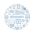 Internet vector round concept outline simple blue illustration Royalty Free Stock Photo