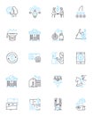 Internet venture linear icons set. Disruptive, Innovative, E-commerce, Digital, Cloud, Online, Platform line vector and