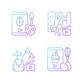 Internet video gradient linear vector icons set