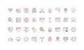 Internet and VPN, cloud services of digital network, website, domain line icon set Royalty Free Stock Photo
