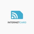 Internet wave signal and simcard logo icon vector template