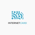 Internet wave signal and simcard logo icon vector template