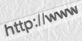 Internet web address http www in search bar of browser. crumpled paper texture