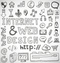 Internet and web design hand drawn doodles Royalty Free Stock Photo