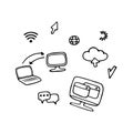 Internet and web icons. Hand drawn vector doodles Royalty Free Stock Photo