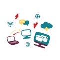 Internet and web icons. Hand drawn vector doodles Royalty Free Stock Photo