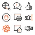 Internet web icons, orange and gray contour