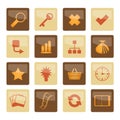 Internet and Web Site Icons over brown background