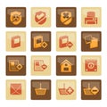 Internet and Website buttons and icons over brown background Royalty Free Stock Photo