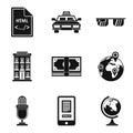 Internet website icons set, simple style Royalty Free Stock Photo