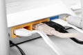 Internet wireless router with plugged cables Royalty Free Stock Photo
