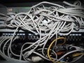 Internet wires. Tangled cables. The World Wide Web. Royalty Free Stock Photo