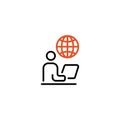 Internet Work Job Outline Icon, Logo, and illustration