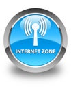 Internet zone (wlan network) glossy cyan blue round button Royalty Free Stock Photo