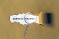 interns wanted on brown paper Royalty Free Stock Photo