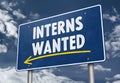 Interns Wanted - roadsign concept Royalty Free Stock Photo