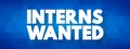 INTERNS WANTED text concept for presentations and reports Royalty Free Stock Photo