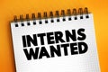 INTERNS WANTED text concept for presentations and reports Royalty Free Stock Photo