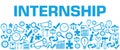 Internship Blue Business Symbols Background Bottom