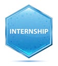 Internship crystal blue hexagon button