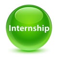 Internship glassy green round button