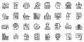 Internship icons set, outline style