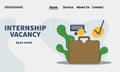 Internship job vacancy landing page template. Interview student vacancy page. Career skill training on internship job vector Royalty Free Stock Photo