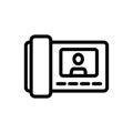 Interphone with screen and phone icon vector outline illustration Royalty Free Stock Photo