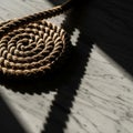 Interplay of light and shadow highlights the texture of the rope and the Royalty Free Stock Photo