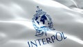 Interpol flag background. ICPO Flag Looping Closeup 1080p Full HD 1920X1080 footage. Realistic International Criminal Police Organ