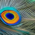 An interpretation of a peacock feather, with intricate textures and patterns resembling the unique and vibrant colors of a peaco
