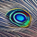 An interpretation of a peacock feather, with intricate textures and patterns resembling the unique and vibrant colors of a peaco