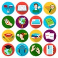 Interpreter and translator set icons in flat style. Big collection of interpreter and translator vector symbol stock Royalty Free Stock Photo