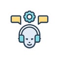 Color illustration icon for Interpreting, helper and call operater