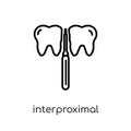 Interproximal icon. Trendy modern flat linear vector Interproximal icon on white background from thin line Dentist collection