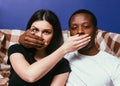 Interracial couple, man and woman not tell secret