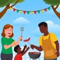 Interracial Family In Barbeque Party Royalty Free Stock Photo