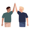 interracial friends shaking hands