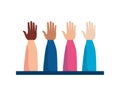 interracial hands humans up community icons