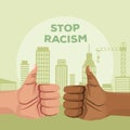 Interracial hands like stop racism campaign