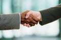 Interracial handshake on business background Royalty Free Stock Photo